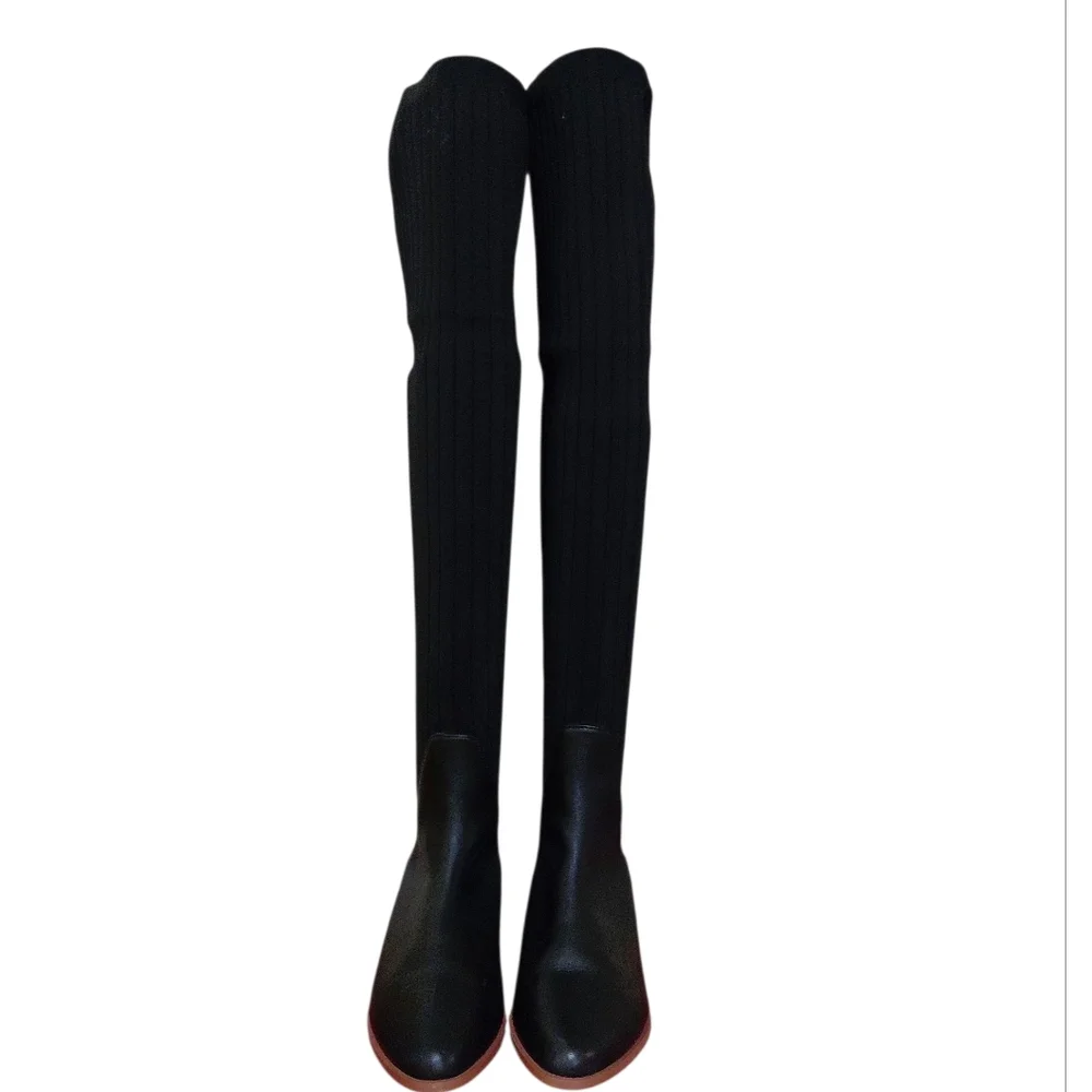 Kelsi Dagger Brooklyn Alvale Black Over The Knee Sock Boot Size 7.5